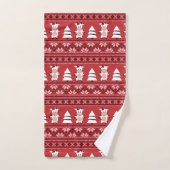 Ensemble de serviettes de Noël avec vaches mignonn (Serviette à main)