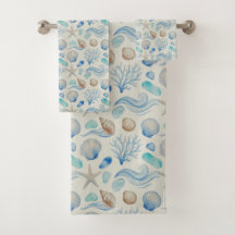 Ensemble de serviettes de plage bleu côtier aquare