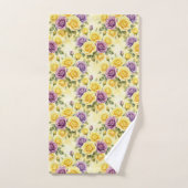 Ensemble de serviettes de roses violettes et jaune (Serviette à main)