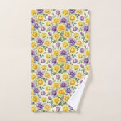 Ensemble de serviettes de roses violettes et jaune (Serviette à main)