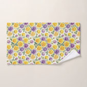 Ensemble de serviettes de roses violettes et jaune (Serviette à main)