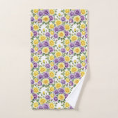 Ensemble de serviettes de roses violettes et jaune (Serviette à main)