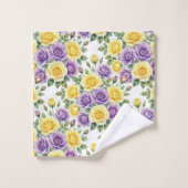 Ensemble de serviettes de roses violettes et jaune (Gant de toilette)