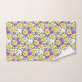 Ensemble de serviettes de roses violettes et jaune (Serviette à main)