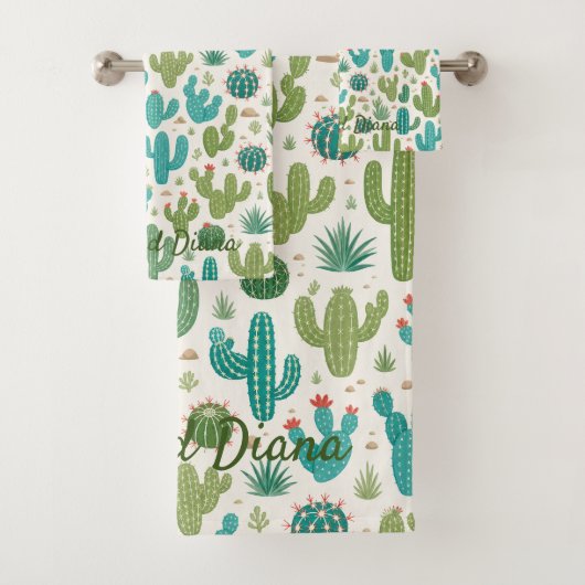 Ensemble de serviettes de salle de bain Cacti (En situation)