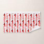 Ensemble de serviettes de salle de bain coeurs rou (Serviette à main)