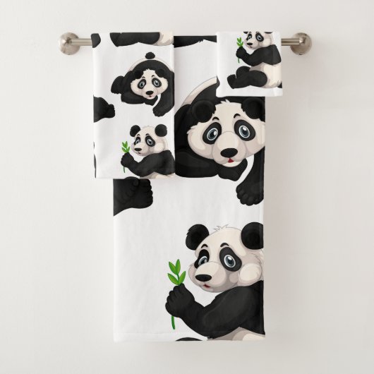 Ensemble de serviettes de salle de bain ours panda (En situation)