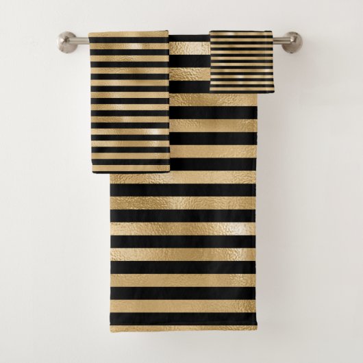 Ensemble de serviettes de salle de bain rayées noi (En situation)