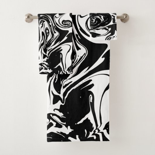 Ensemble de serviettes de style Marbre blanc et no (En situation)