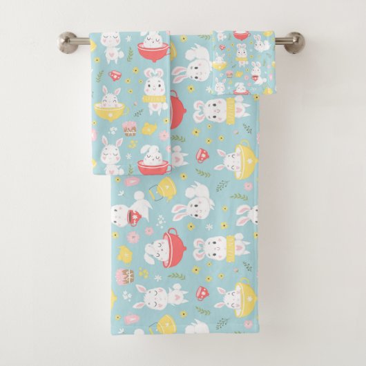 Ensemble de serviettes de toilette Bunny Tea Party (En situation)