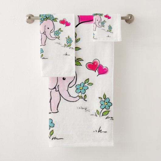 Ensemble de serviettes de toilette Elephant Pink H (En situation)