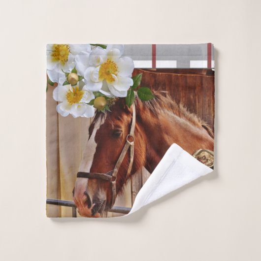 Ensemble de serviettes de toilette Floral Horses (Gant de toilette)
