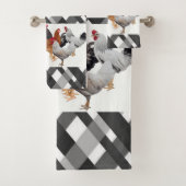 Ensemble de serviettes de toilette Poulet Noir Bla (En situation)