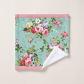 Ensemble de serviettes de toilette rose et bleu Fl (Gant de toilette)