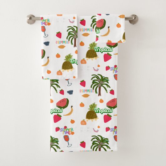 ensemble de serviettes de toilette tropicales (En situation)