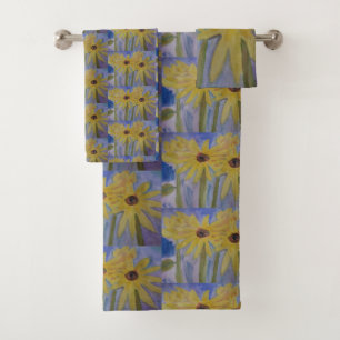 Ensemble de serviettes de tournesol jaune d'été