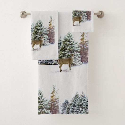 Ensemble de serviettes de vacances de cerfs dans u (En situation)