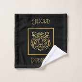 Ensemble de serviettes de visage de tigre noir et (Gant de toilette)