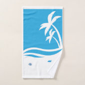 Ensemble de serviettes design de plage bleu et bla (Serviette à main)
