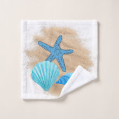 Ensemble de serviettes design de plage bleu et bla (Gant de toilette)