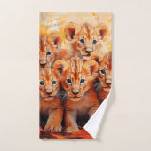 Ensemble de serviettes - Dessin des cinq lionceaux (Serviette à main)