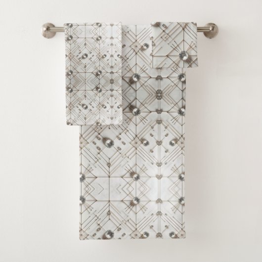 Ensemble de serviettes diamant blanc de style mode (En situation)