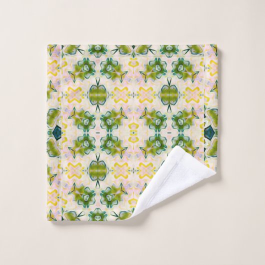 Ensemble de serviettes d'impression en fleurs vert (Gant de toilette)