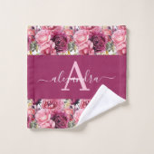 Ensemble de serviettes élégant à fleurs rose vif M (Gant de toilette)