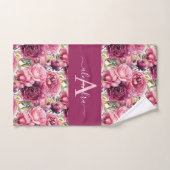 Ensemble de serviettes élégant à fleurs rose vif M (Serviette à main)