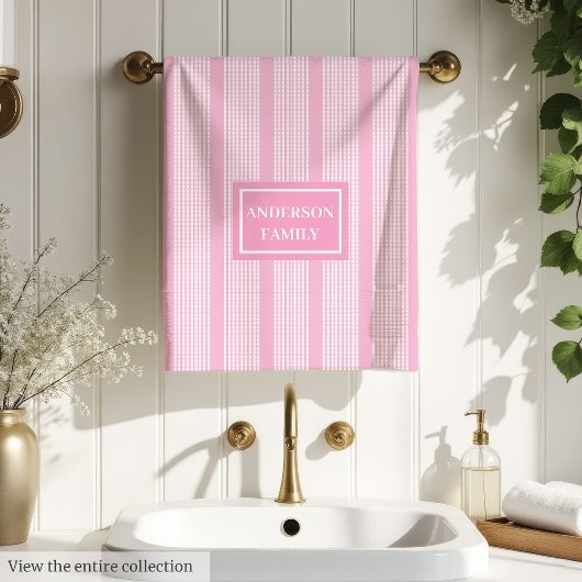 Ensemble de serviettes élégant Plaid rose clair pe