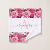Ensemble de serviettes élégantes à fleurs rose vif (Gant de toilette)