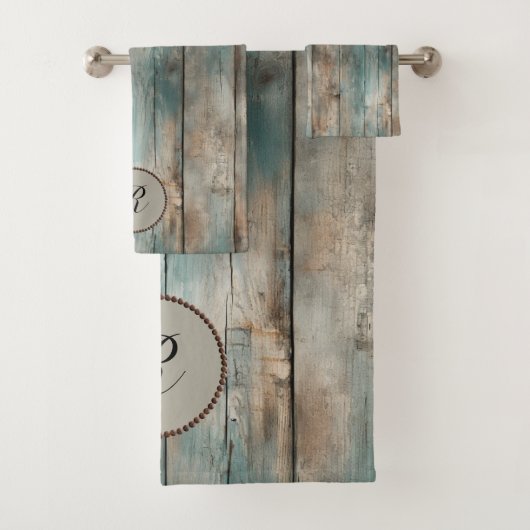 Ensemble de serviettes en bois bleu rustique (En situation)