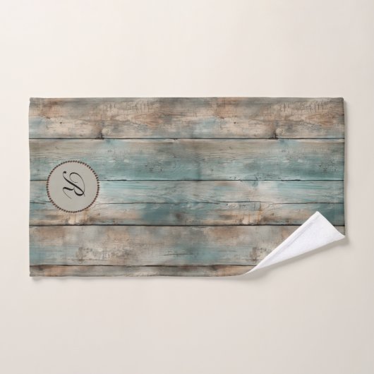 Ensemble de serviettes en bois bleu rustique (Serviette à main)