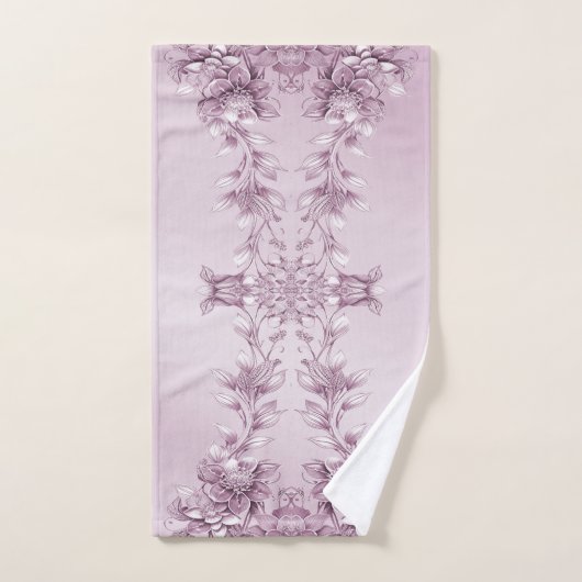 Ensemble de serviettes en feuillage rose (Serviette à main)