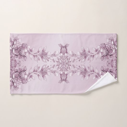 Ensemble de serviettes en feuillage rose (Serviette à main)