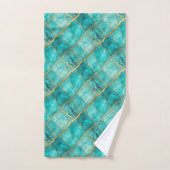 Ensemble de serviettes en marbre doré, turquoise e (Serviette à main)