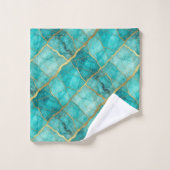 Ensemble de serviettes en marbre doré, turquoise e (Gant de toilette)