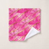 Ensemble de serviettes en marbre rose chaud et or (Gant de toilette)