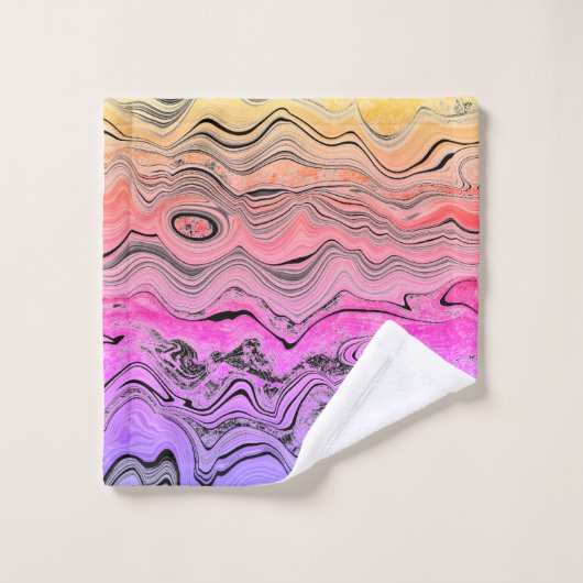 ENSEMBLE DE SERVIETTES EN MARBRE violet rose vif (Gant de toilette)