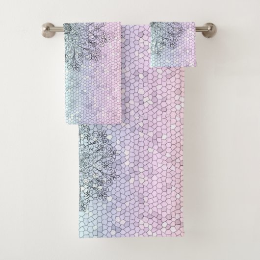 Ensemble de serviettes en mosaïque Mandala (En situation)