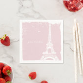 Ensemble de serviettes en papier tour Eiffel rose (En situation)