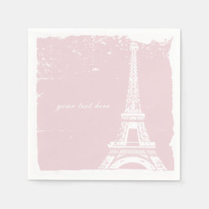 Ensemble de serviettes en papier tour Eiffel rose