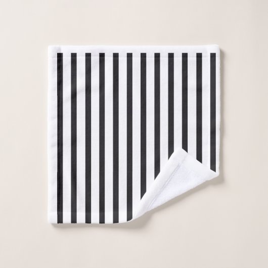 Ensemble de serviettes en rayures noir et blanc (Gant de toilette)