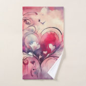 Ensemble de serviettes fantaisie coeurs rouges ble (Serviette à main)