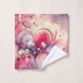 Ensemble de serviettes fantaisie coeurs rouges ble (Gant de toilette)