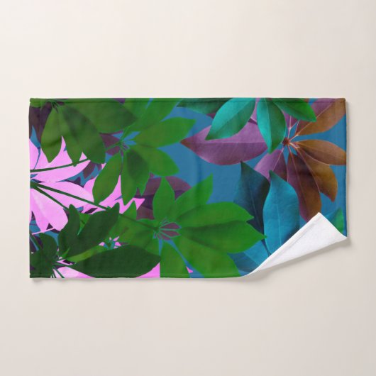 Ensemble de serviettes Feuilles rose et vert (Serviette à main)