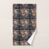 Ensemble de serviettes Fleurs Arc-en-ciel Pailleté (Serviette à main)