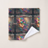 Ensemble de serviettes Fleurs Arc-en-ciel Pailleté (Gant de toilette)