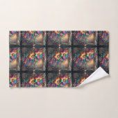Ensemble de serviettes Fleurs Arc-en-ciel Pailleté (Serviette à main)