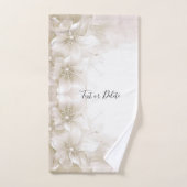 Ensemble de serviettes Fleurs Blanc Ivoire (Serviette à main)